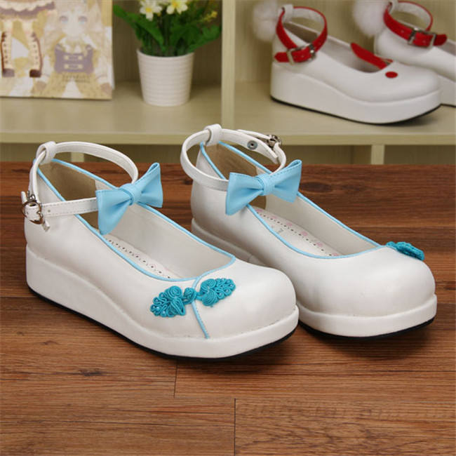 Angelic Imprint- Elegant Bow Embroidery Qi Lolita High Platform Shoes