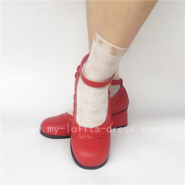 White Floral PU Lolita Shoes