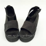 High Platform Black Velvet Open Toes lolita Shoes