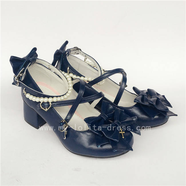 Sweet Bows Cross Straps Lolita Heels Shoes