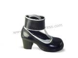 Black Lolita Shoes White Trim O