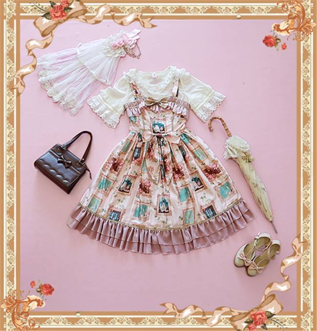 Still Life Picture Frame~ Lolita Printed JSK Dress -out