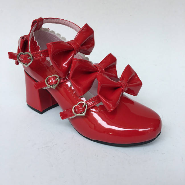 Sweet Pink Lolita Heels Shoes with Bows