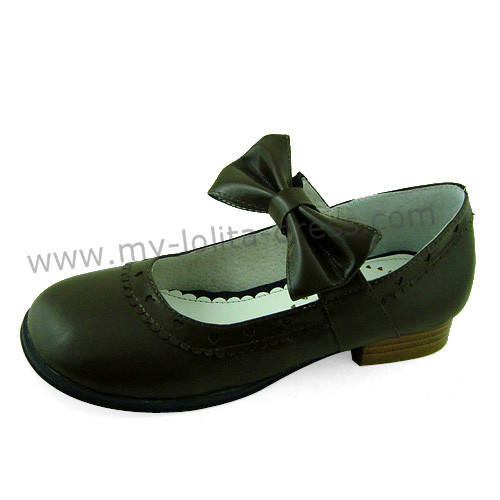 White Low Heel Bow Lolita Shoes