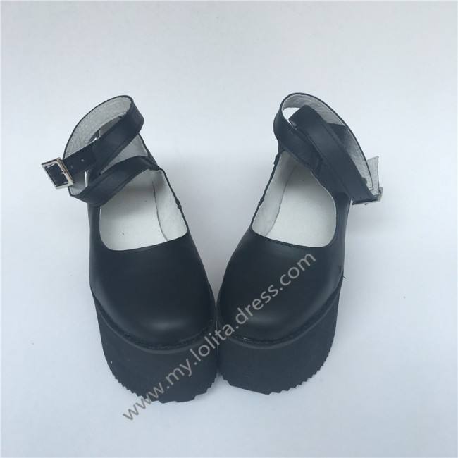 High Platfrom Black Lolita Cowhide Shoes