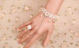 New Arrival Unique White Lace attached Ring Lolita Bracelet -out
