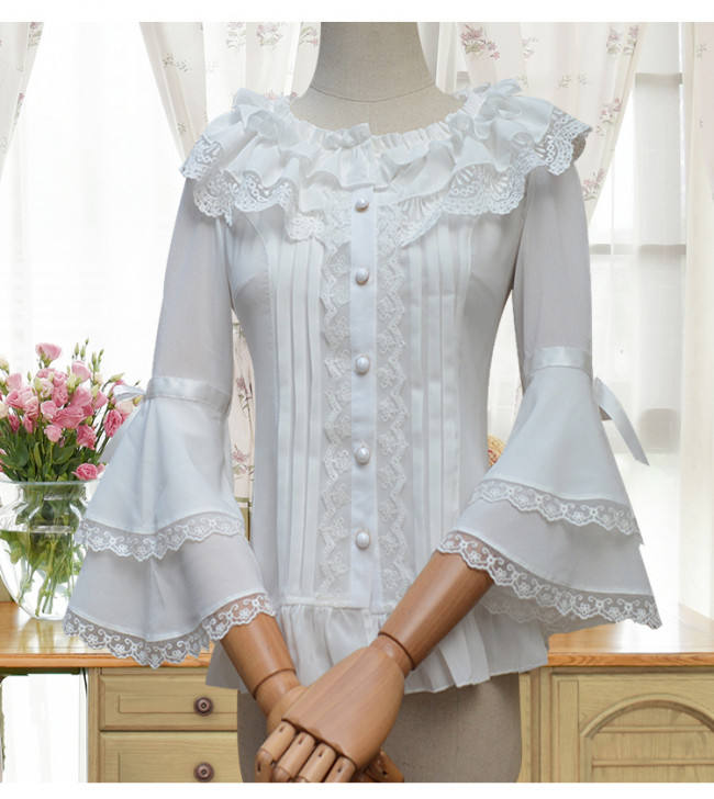Sweet Chiffon Flare Sleeves Lolita Blouse
