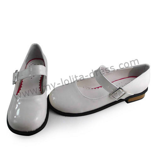Glossy White Flats Girls Lolita Princess Shoes