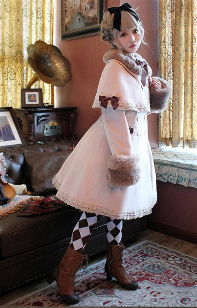 Pumpkin Cat Winter  Lolita Long Jacket and Cape