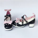 White Black Bows Lolita Summer Shoes
