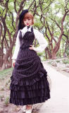 Victoria's Basil Gorgeous Striped Lolita Skirt Black Size L + Vest - In Stock