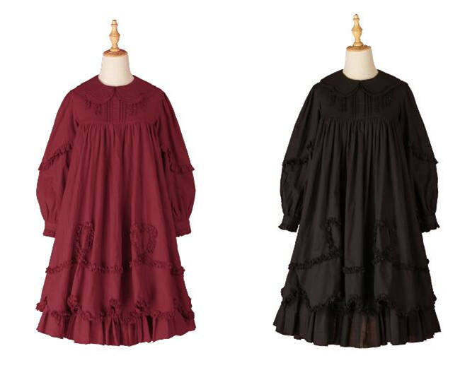 Daily wear Version Sweet Unicolor Lolita long sleeves OP- Ready Made