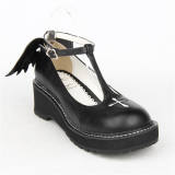 Angelic Imprint- Sweet T-shaped Straps Lolita High Platform Shoes with Detachable Angel Wings