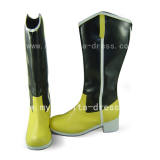 Yellow Black Square Heel Middle Shaft Boots