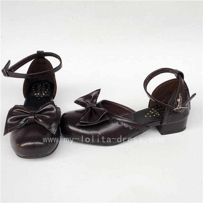 Sweet Coffee Bows Lolita Low Heels Shoes