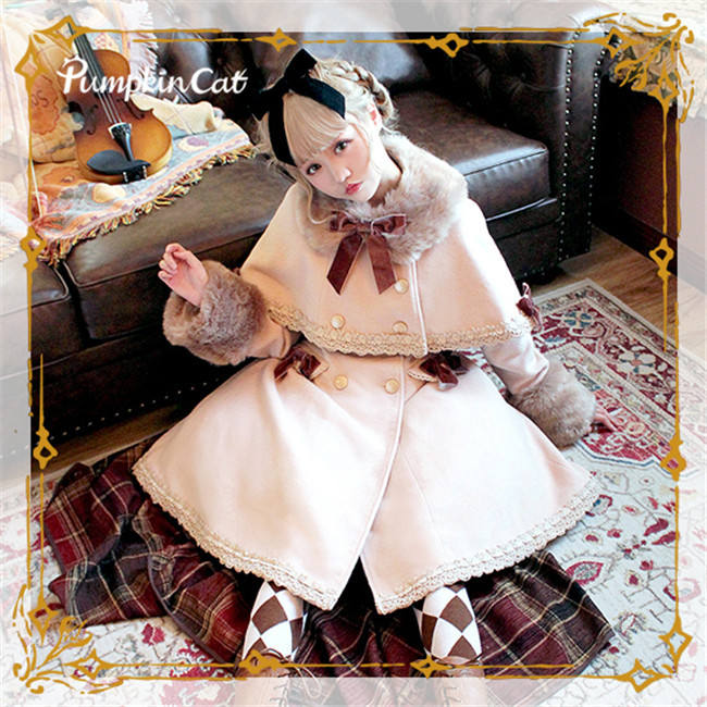 Pumpkin Cat Winter  Lolita Long Jacket and Cape