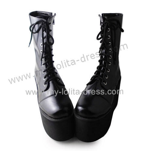 Matte Black Lace Up Classic Girls Boots