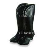 Gothic Black Shaft Black Square Heel Boots
