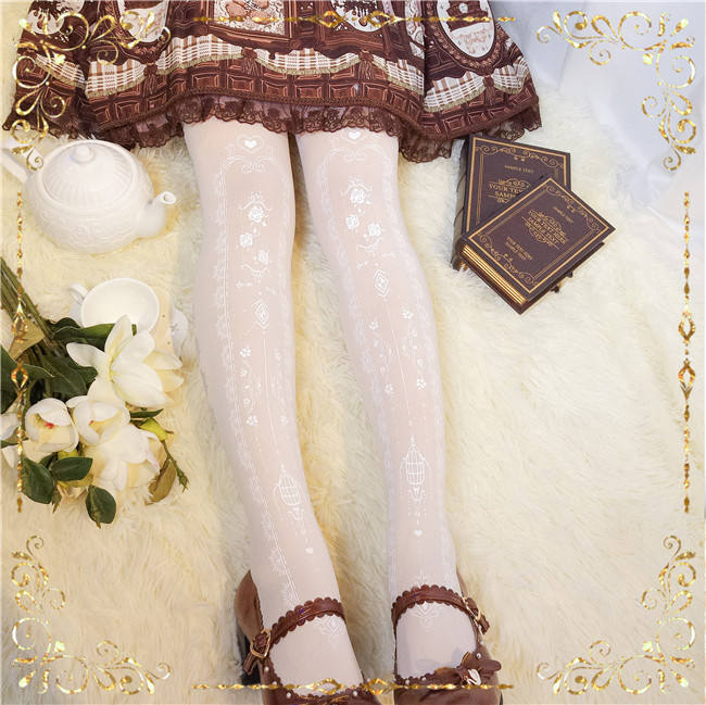 Arancia Lolita ~The Heart of Delevo Lolita Tights -In Stock