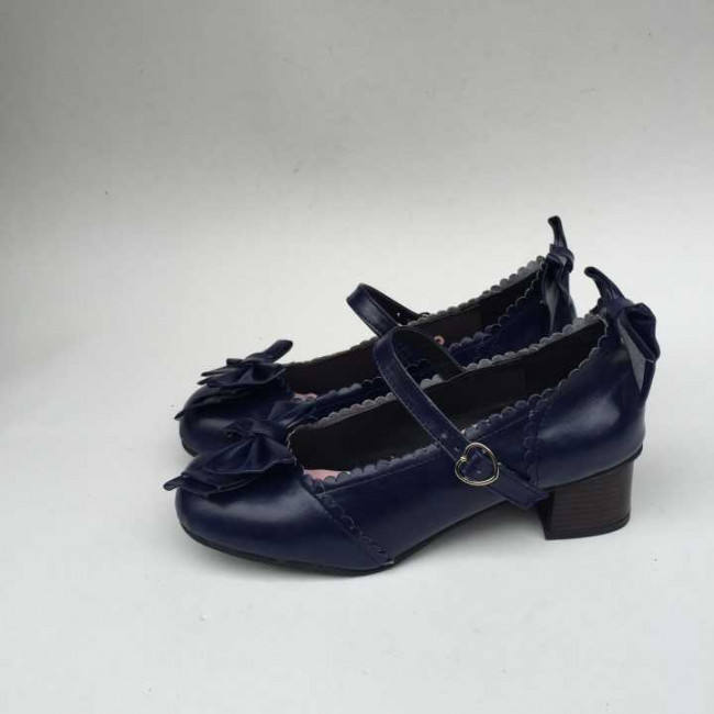 Light Coffee Bows Lolita Shoes