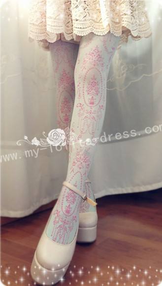 Elegant Vintage Droplight Prints Lolita Tights - IN STOCK