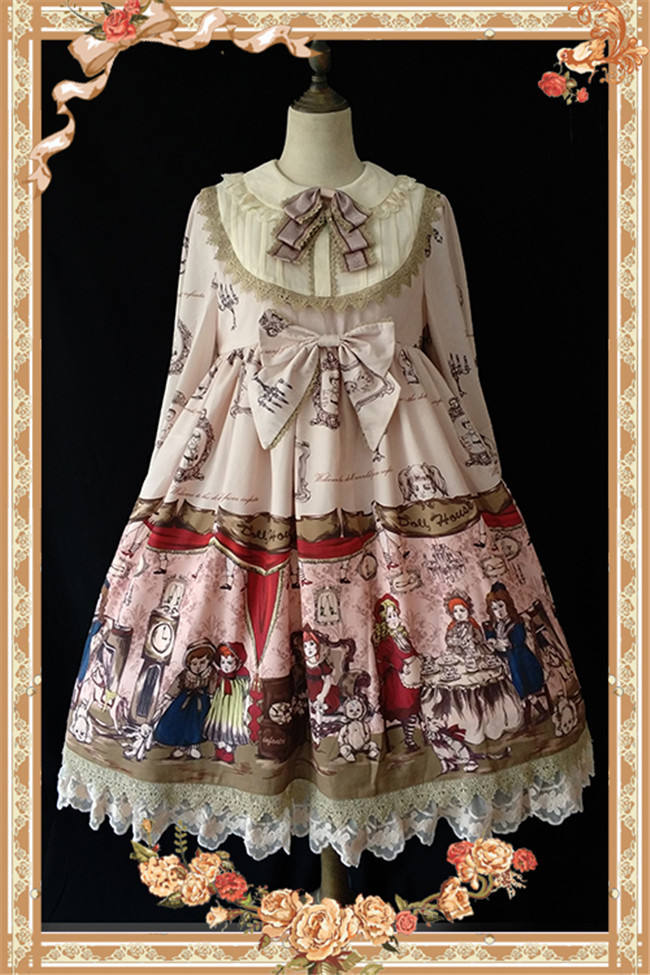 Doll Izutsu~ Classic Lolita Long Sleeves OP Dress-Ready Made