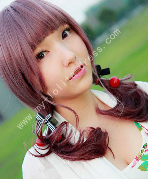 50cm Purple Red Bobo Lolita Wig