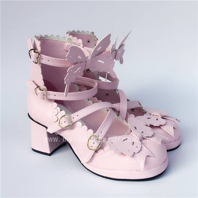 Sweet Wine Matte Bows Straps Lolita Shoes