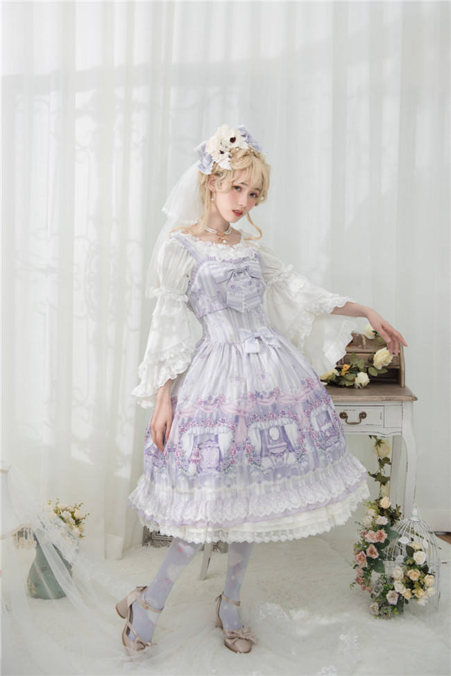 Maid's room~ Sweet Printed JSK Dress+Headbow -Ready In Stock