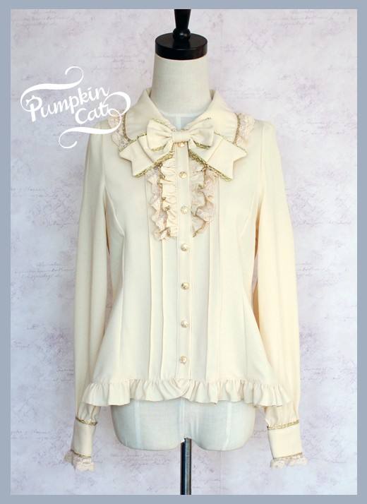 Pumpkin Cat Chiffon Long Sleeves Lolita Blouse-Ready made