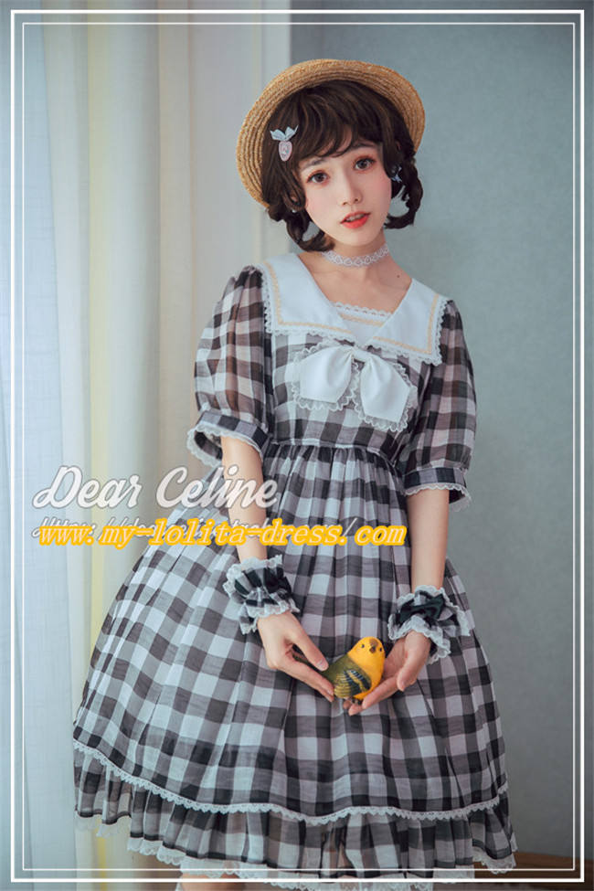 Fruit Sugers In Summer Gingham Lolita OP - Ready MADE