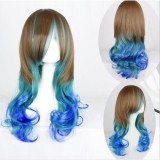 Brown Blue Long Curls Long Lolita Wig off