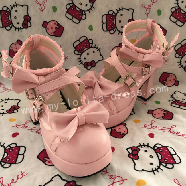 Sweet Pink Square Heel Gokou Ruri Boots