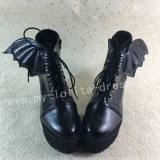 Sweet Matte Black Lolita Square Heels Shoes