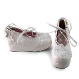 Sweet Heart Trim White Lolita Shoes