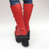 Beautiful White Matte Lace-up Knee Lolita High Boots