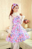 (Replica)Dream of Lolita Sweet Loving Heart and Daisy Printed Lolita Jumper Dress In Stock