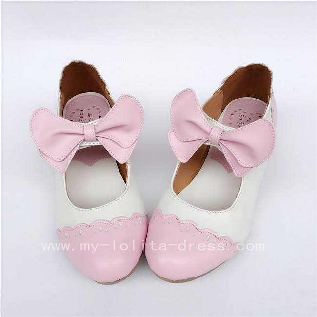 sweet Pink with White Lolita Heels Shoes