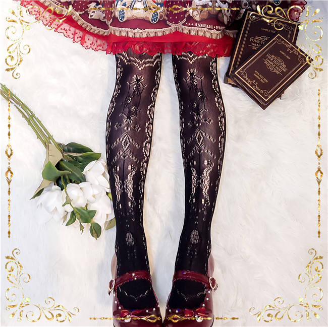 Arancia Lolita ~The Heart of Delevo Lolita Tights -In Stock