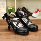 Angelic Imprint- Elegant Black Bow Lolita Princess Heels Shoes