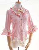 Vintage Swallowtail Chandelier Embroidery Chiffon Lolita Shirt 8 Colors -out
