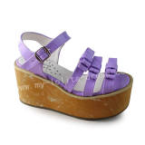 Purple Wood Color Sole High Platform Shoes