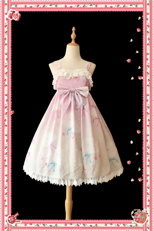 Rainbow Marshmallow~ Sweet Lolita Printed JSK Navy Blue Size S - In Stock