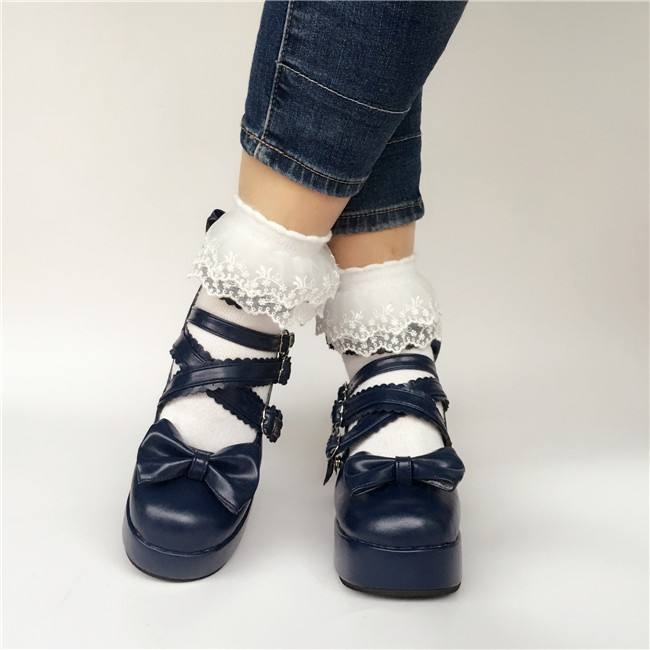 Purple Bow Straps Lolita Platform Shoes