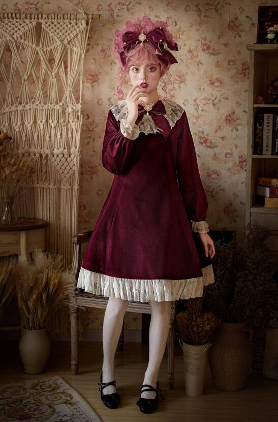 Fleurs Avec Echo&Annabel~ Velvet Lolita OP Dress -OUT