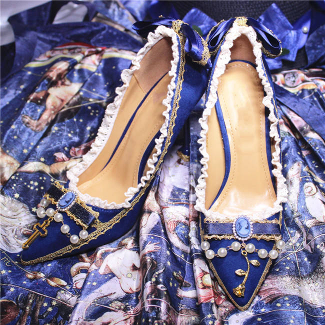 Rose Cross~ Versailles ~ Satin PU Lolita Shoes - Ready Made