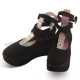 Black Velvet High Platform Lolita Shoes