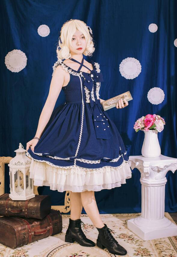 Halter Neckline Classic Lolita Jumper Dress -out