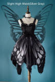 Butterfly Effect ~Punk Halloween Lolita High Waist JSK - Silver Gray Long Version M - In Stock