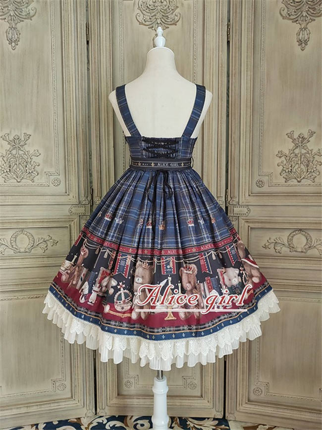 Alice Girl ~Gingham Teddy Lolita JSK -Pre-order